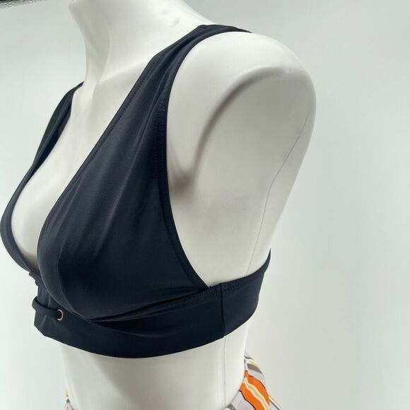 ASOS Swim Mix and Match High Waist Stripe Bottom with Black Bralette Top Size 8 - Picture 7 of 15